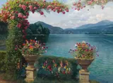 Karl Maria Schuster, Krumpendorf" - view of lake Wörthersee