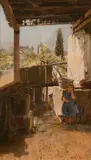 Robert Russ, Girl on a terrace in the Wachau