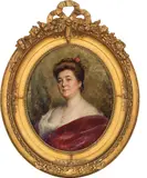 Paul Joanovits, Portrait of a woman, oil on cardboard on plate