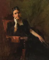 Paul Joanovits, Elegant lady in a fauteuil, oil on canvas