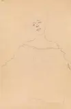Gustav Klimt, Portrait with large cleavage facing forward (portrait study of a "Engländerin"), 1904/05, pencil on paper