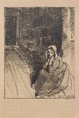 Ernst Stöhr, Mixed lot: Six sketch sheets, 1905, India ink on paper; framed