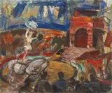 Ferdinand Stransky, Zirkus, 1955, oil on canvas; framed