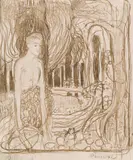 Oskar Kokoschka, Young man with a crossbow in a bucolic landscape ("Parzival")