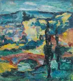 Joseph Floch, Viennese suburb, c. 1921, oil on canvas; framed