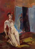 Joseph Floch, Kneeling nude, 1963, oil on canvas; framed