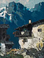 Berghof in Garmisch by Oskar Mulley, c. 1935, oil on canvas; framed, sold Dec 2022