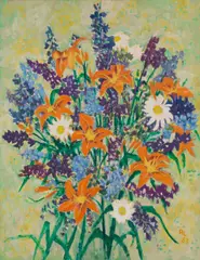 Axl Leskoschek, Floral still life, 1953, oil on canvas; framed