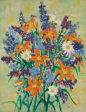 Axl Leskoschek, Floral still life, 1953, oil on canvas; framed