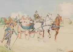 Fritz Schönpflug, Carriage ride in Vienna, watercolour on paper; framed