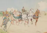 Fritz Schönpflug, Carriage ride in Vienna, watercolour on paper; framed