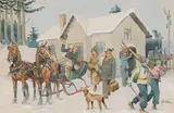 Fritz Schönpflug, Arrival at the railway station, watercolour on paper; framed