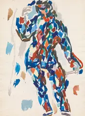 Gustav Hessing, Harlequin, gouache on paper; framed