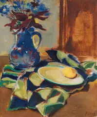 Still life by Joseph Floch, c. 1955, oil on canvas; framed, sold Dec 2022
