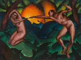 Ernst Nepo, Creation (Adam and Eve), c. 1920/22, oil on cardboard on pressboard; framed