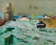 Willy Eisenschitz, Canal Saint-Martin in winter, 1956, oil on canvas