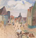 Oskar Laske, Dinkelsbühl, gouache on paper; unframed