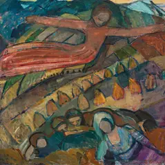 Broncia Koller-Pinell, Der Geist der Ernte (Heiligenblut und der Großglockner), 1910-1915, oil on canvas; framed