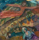 Broncia Koller-Pinell, Der Geist der Ernte (Heiligenblut und der Großglockner), 1910-1915, oil on canvas; framed
