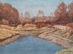 Max Kahrer, Mittagssonne in der Au, 1921, oil on canvas; framed