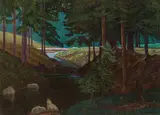 Max Kahrer, Waldbach am Gsollgraben, 1935, oil on panel; framed
