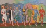 Ferdinand Kitt, Round Dance of the Days of Creation, oil on canvas; framed