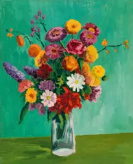 Ferdinand Kitt, Flowers in a vase, oil on canvas; framed