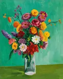 Ferdinand Kitt, Flowers in a vase, oil on canvas; framed