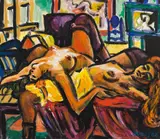Helmut Arnez, Double nude, 1988, oil on canvas; framed