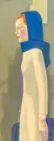 Karl Sterrer, Woman with blue headscarf, 1967-68, oil on board; framed