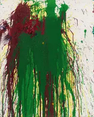 Grüner Regen by Hermann Nitsch, 2006, acrylic on jute; framed, sold Dec 2022