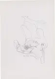Maria Lassnig, Die Füchse hören nicht auf!, pencil on paper; unframed