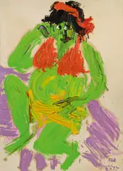 Otto Muehl, Pregnant woman "Illo, 1985, oil on canvas; unframed