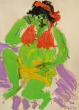 Otto Muehl, Pregnant woman "Illo, 1985, oil on canvas; unframed