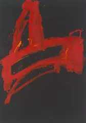 Markus Prachensky, Red on Black - Puglia, 1975, gouache on black cardboard; unframed
