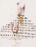 Schmerz durch Reibung - Poesie Ernst Jandl by Hans Staudacher, 1967, mixed media on paper; unframed, sold Dec 2022