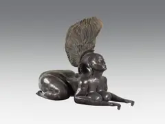 Ernst Fuchs, Sphinx mit hohem Haarkamm, bronze