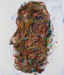 Wirrkopf by Drago J. Prelog, 2003/04, acrylic on canvas; framed, sold Dec 2022