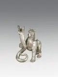 Ernst Fuchs, Griffin & snake, fountain sculpture; bronze, silver plated and patinated