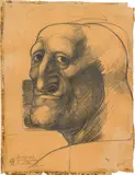 Ernst Fuchs, Giant (study of a head), 1945, pencil on paper; framed