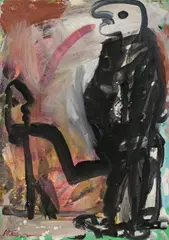 Siegfried Anzinger, Untitled, 1980, gouache on paper; framed