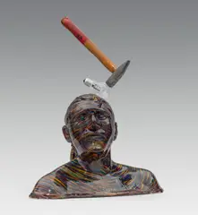 Osama Zatar, Es geht nicht!, 2009, wool in epoxy resin, light bulb, hammer, electric cable