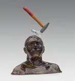 Osama Zatar, Es geht nicht!, 2009, wool in epoxy resin, light bulb, hammer, electric cable
