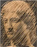 Ilse Haider, Giunone, 1993, photo emulsion on wooden panel, rattan canes (peddigree)