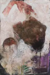 Anton Christian, Schreibhemmung, mixed media on paper; framed
