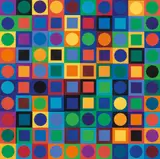 Planetary Folkore Participations Nr. 1 by Victor Vasarely, 1969, Polystyrene (BASF Luran-S) behind Plexiglas, sold Dec 2022