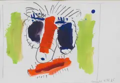 Otto Muehl, Nasenpenis, 1985, watercolour on paper; framed