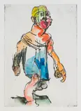 Markus Lüpertz, Hölderlin, drypoint-etching on handmade paper, watercoloured by hand; framed
