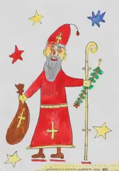 Johann Garber, Santa Claus, 1988, mixed media on paper; framed