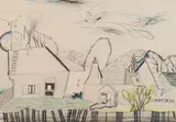 Karl Anton Fleck, Leobersdorf, 1974, mixed media on paper; framed